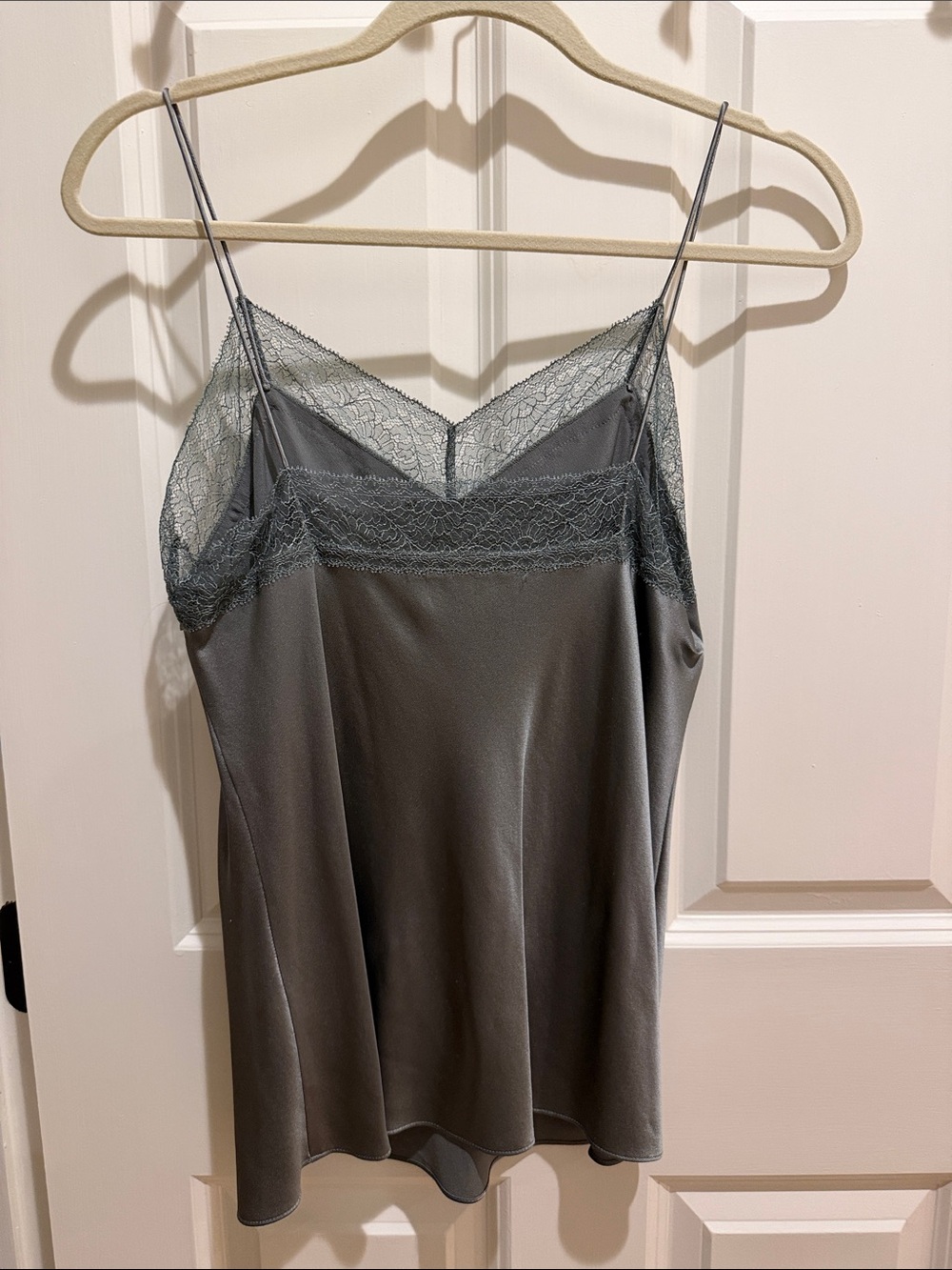 Vince Lace Trim Satin Cami Slip - Gray - Picture 2 of 4